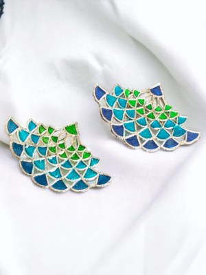 Peacock inspired oxidised earrings for women