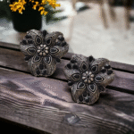 Black kundan earrings in German silver