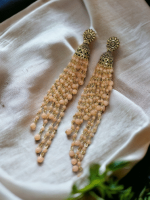 Double pearl dangler jhumki earrings