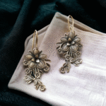 Oxidised floral hanging earrings handmade design