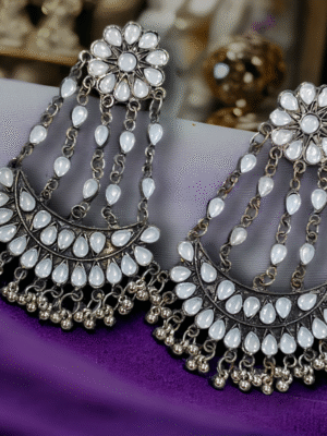 Floral oxidised earrings with traditional look
