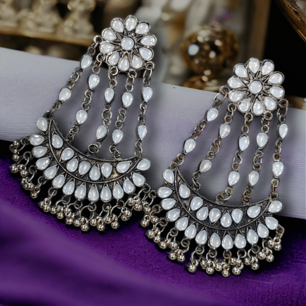 Floral oxidised earrings with traditional look