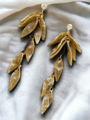 Petal-shaped oxidised dangler earrings for women