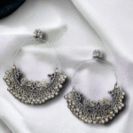 Oxidised silver peacock chandbali festive earrings