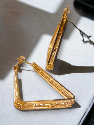 Golden triangle hoop earrings modern minimal design