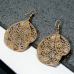 Mesh dangler earrings with textured modern design