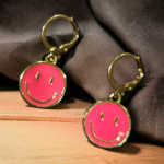 Smiley face huggie earrings trendy fun design