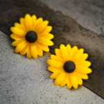 Sunflower earrings bold yellow floral design
