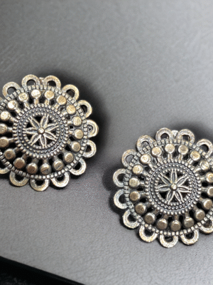 Oxidized Floral Studs - lightweight fashion earrings