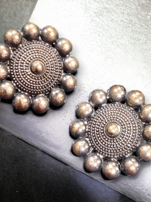 Oxidized Floral Studs - lightweight fashion earrings