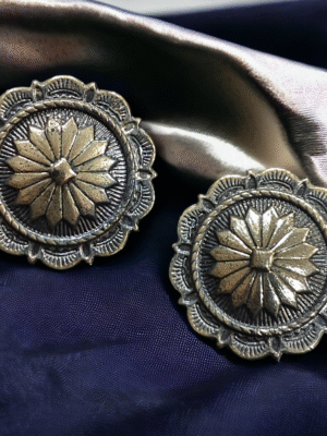 Oxidized Damask Studs - lightweight fashion earrings
