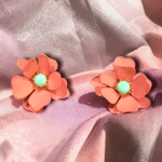 Peach Floral Earrings - lightweight fashion earrings