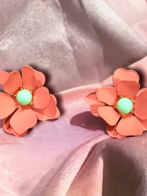 Peach Floral Earrings - lightweight fashion earrings