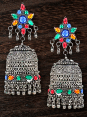 Afghani Jhumkis - lightweight fashion earrings