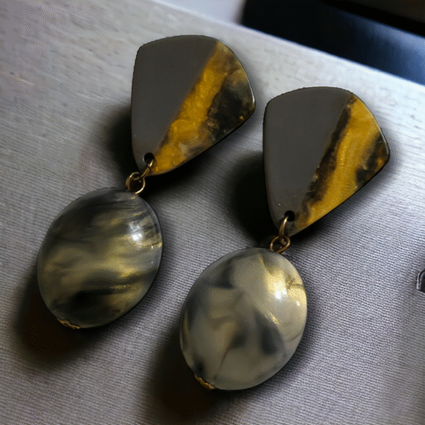 Geometric Danglers Wooden Texture - lightweight fashion earrings