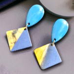 Geometric Danglers Marble Texture - lightweight fashion earrings