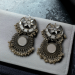 Crescent Moon Mirror Oxidized Earrings - lightweight fashion earrings