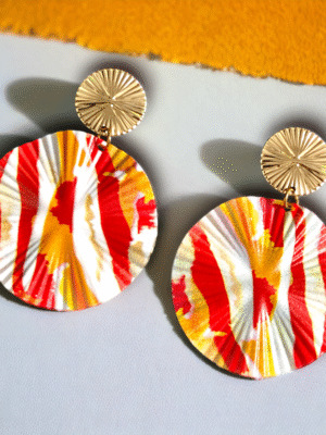 Brass Round Hanging Earrings - lightweight fashion earrings