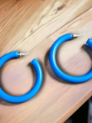 Blue Hoops - trendy statement fashion earrings