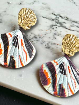 brass shell earrings boho