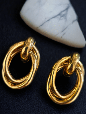 Pretty Chic Golden Earrings - trendy statement fashion earrings