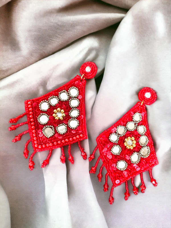 Beaded Art Earrings - trendy statement fashion earrings