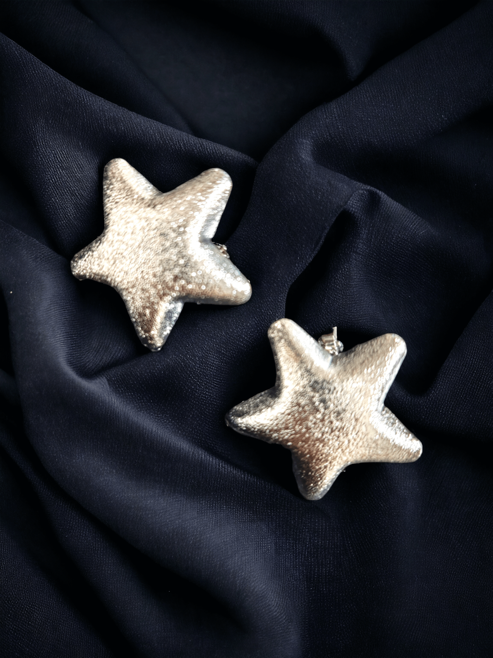 Silver Star Earrings - trendy statement fashion earrings