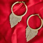 stone hoop dangler earrings