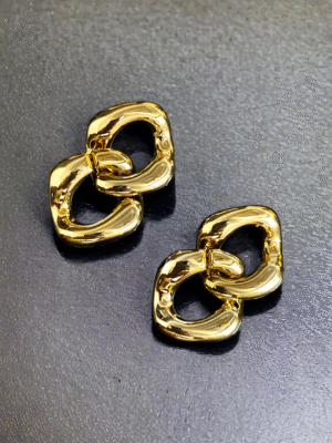 golden link chain earrings
