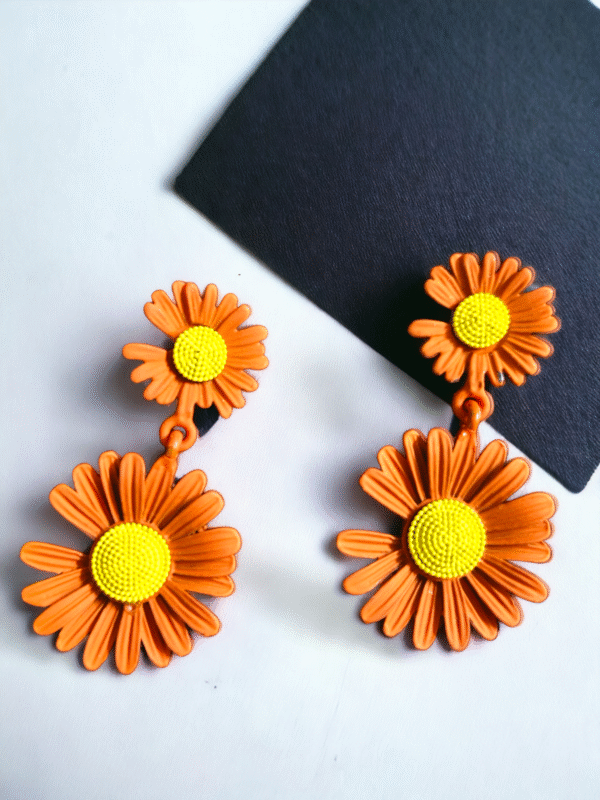 Double Daisy Danglers - trendy statement fashion earrings