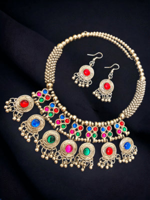 Colorful Afghani oxidized jewelry set