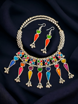 Afghani choker necklace set with earrings