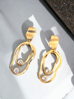 Odd Shape Oval Statement Earrings - trendy statement fashion earrings