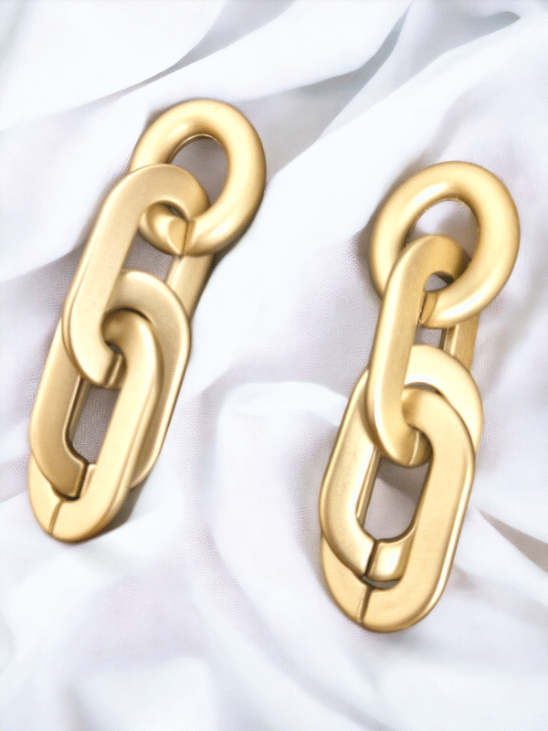 golden matte link earrings
