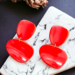 red funky earrings studs