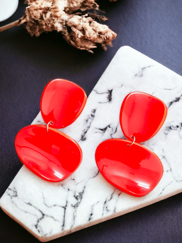red funky earrings studs