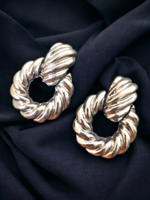 korean chunky silver earrings