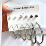 studs and hoops combo earrings