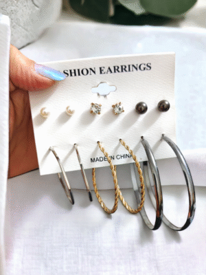 studs and hoops combo earrings