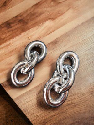 silver chain link earrings