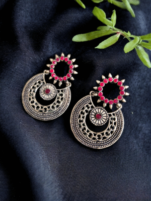 german silver oxidized earrings
