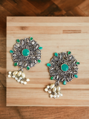 pearl drop oxidized earrings