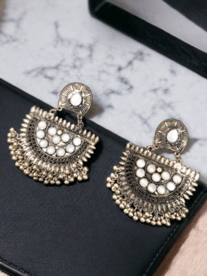 oxidized crescent moon earrings