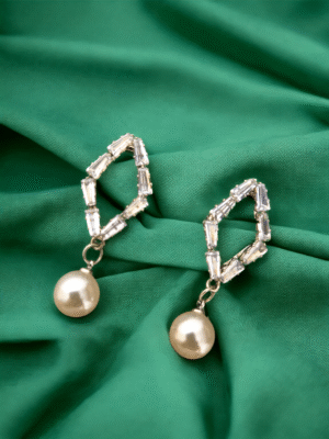 korean pearl diamond shape earrings