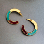 colorful enamel semi hoop earrings
