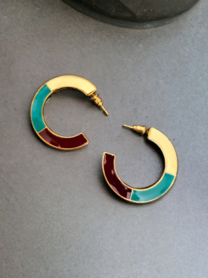 colorful enamel semi hoop earrings