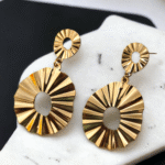 golden oval wave earrings