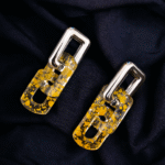 yellow silver link earrings