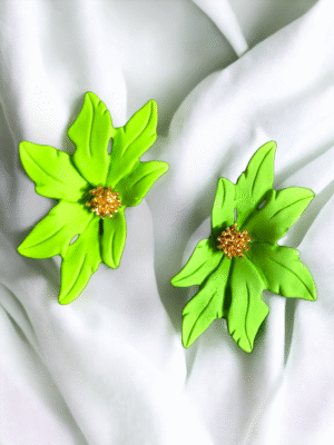 korean floral crystal stud earrings