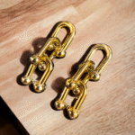 gold chain link earrings